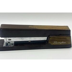 Vintage Retro Swingline 767 Brown Wood Grain Stapler